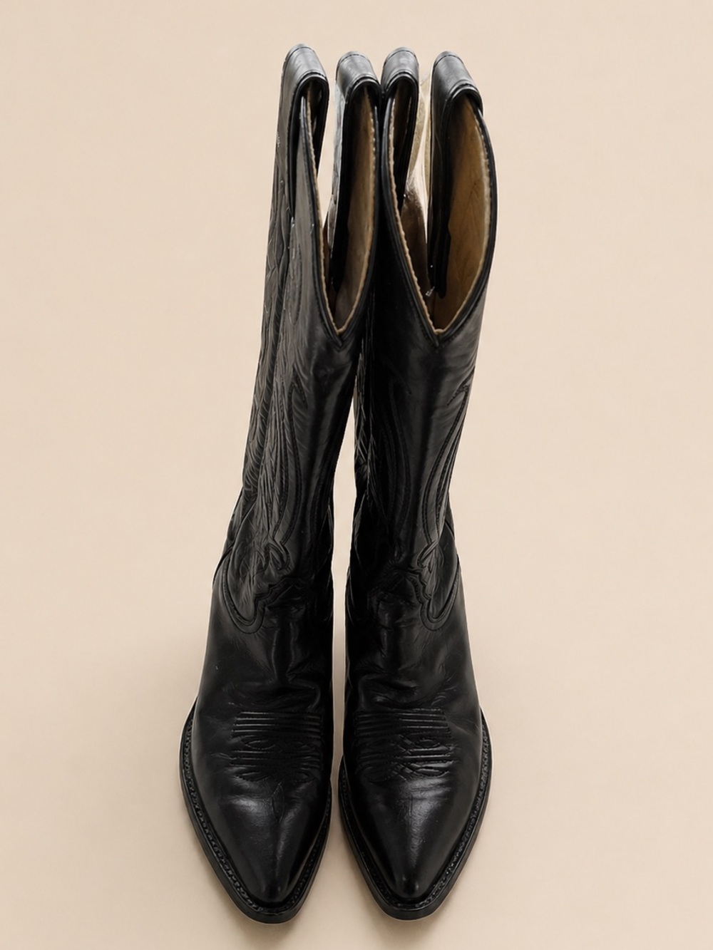 Tony Lama Black Western Embroidered Leather Heeled Boots - Women - Picture 3 of 5